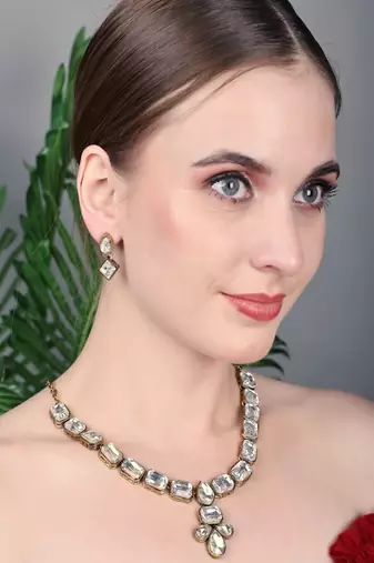 JN Handicraft Stylish Copper Plated Twinkling  Necklace Set