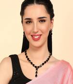 JN Handicraft Ladies Twinkling Stylish Black Stone Alloy Jewellery Sets