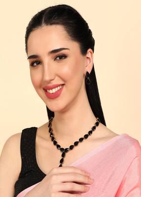 JN Handicraft Ladies Twinkling Stylish Black Stone Alloy Jewellery Sets 2