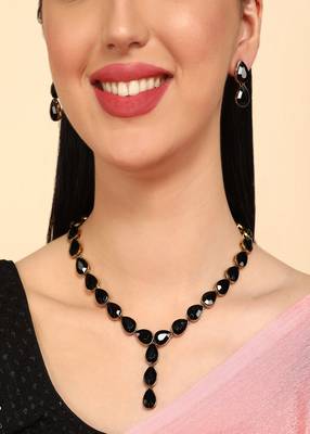 JN Handicraft Ladies Twinkling Stylish Black Stone Alloy Jewellery Sets 3