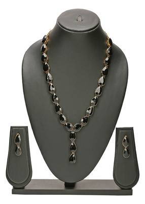 JN Handicraft Ladies Twinkling Stylish Black Stone Alloy Jewellery Sets 5