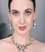 JN Handicraft OvalShap Kundan Necklace Set