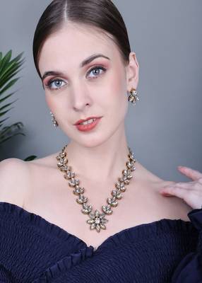 JN Hnadicraft Stylish Copper Plated Twinkling Leaves Necklace Set 1