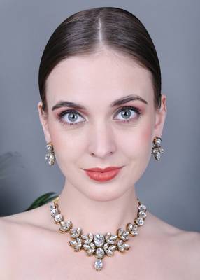 JN Hnadicraft Stylish Copper Plated Twinkling Leaves Necklace Set 2