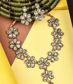 JN Handicraft Kundan Stone Studded Copper Plated Handcrafted Flower Necklace Set