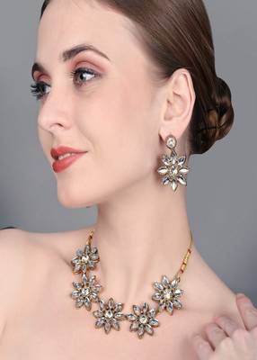 JN Hnadicraft Stylish Copper Plated Twinkling Leaves Necklace Set 1