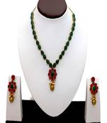 JN Handicraft Traditional Copper Plated Red & Gree Stone Kundan Hancrafted Necklace Set
