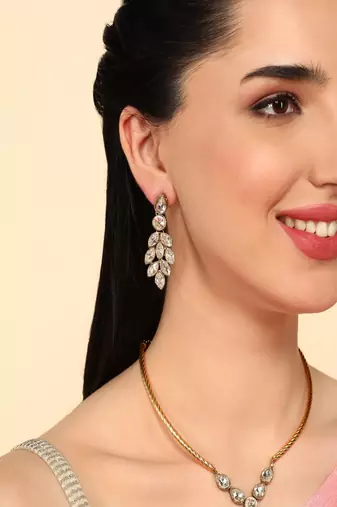 JN Handicraft Gold Plated Leavs Drop Traditional Brass Jewellery Set