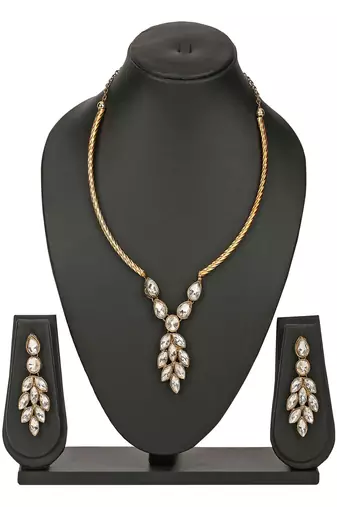JN Handicraft Gold Plated Leavs Drop Traditional Brass Jewellery Set