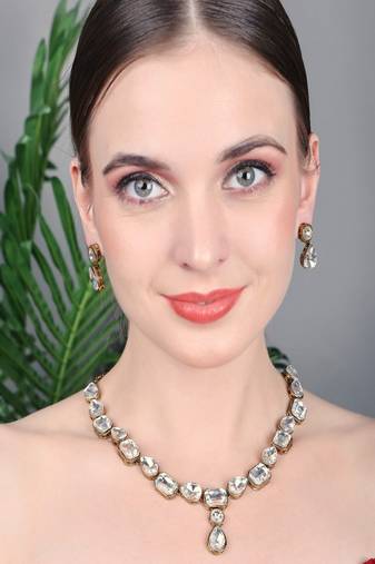 JN Handicraft Stylish Copper Plated Twinkling  Necklace Set