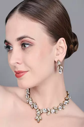 JN Handicraft Stylish Copper Plated Twinkling  Necklace Set