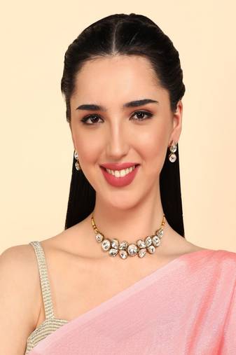 JN Handicraft Stylish Copper Plated Twinkling Chokar Necklace Set