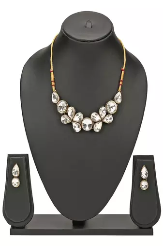 JN Handicraft Stylish Copper Plated Twinkling Chokar Necklace Set