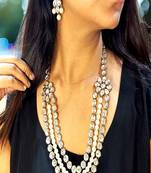 JN Handicraft Three Layer Pearl and Kundan Necklace Set