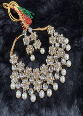 JN Handicraft Pearl and Kundan Chokar Necklace Set 2