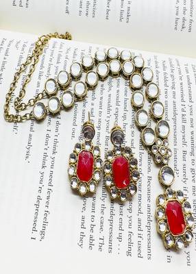 JN Handicraft Ladies Sparkling & Stylish Red Stone and Kundan Alloy Jewellery Sets 2