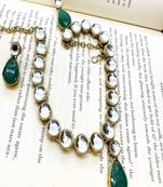 JN Handicraft Ladies Sparkling & Stylish Green Stone and Kundan Alloy Jewellery Sets