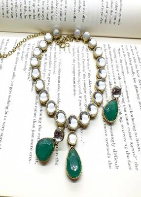 JN Handicraft Ladies Sparkling & Stylish Green Stone and Kundan Alloy Jewellery Sets 2