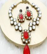JN Handicraft Ladies Sparkling & Stylish Red Stone and Kundan Alloy Jewellery Sets