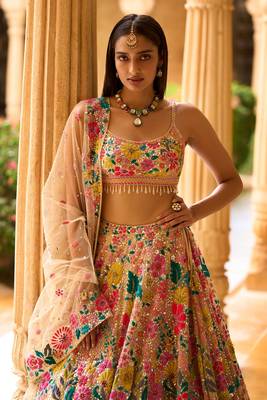 Multicolour Georgette Floral Printed Lehenga 2