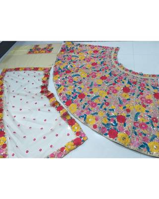 Multicolour Georgette Floral Printed Lehenga 4