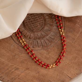 Red and Gold Beads Layered Necklace for Women 1
