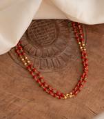 Red and Gold Beads Layered Necklace for Women