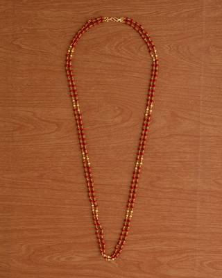 Red and Gold Beads Layered Necklace for Women 2
