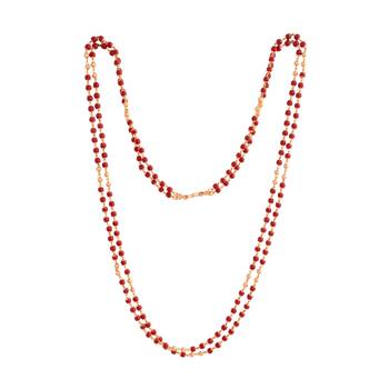 Red and Gold Beads Layered Necklace for Women 3