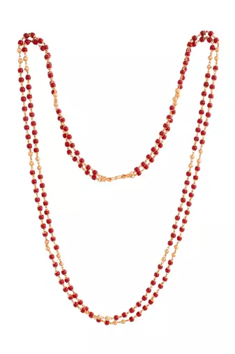 Red and Gold Beads Layered Necklace for Women