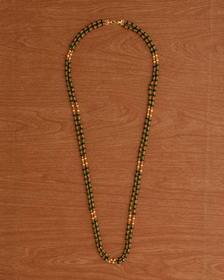 Green and Gold Plated Brass Beads Layered Necklace 2