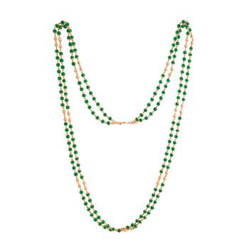 Green and Gold Plated Brass Beads Layered Necklace 3