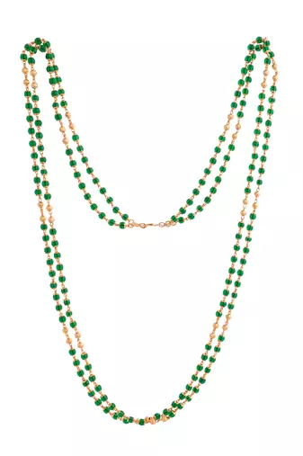Green and Gold Plated Brass Beads Layered Necklace