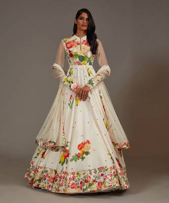 Ivory  Printed anarkali set 1