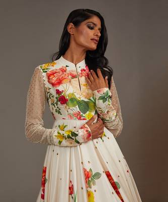 Ivory  Printed anarkali set 2