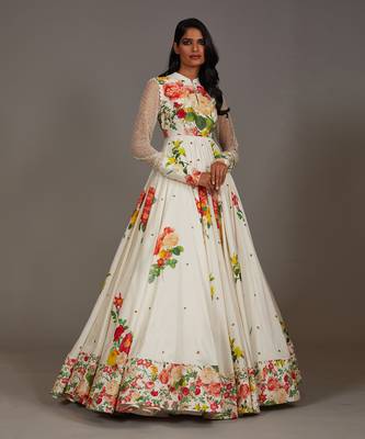 Ivory  Printed anarkali set 3