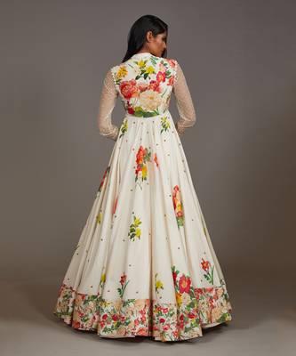 Ivory  Printed anarkali set 4