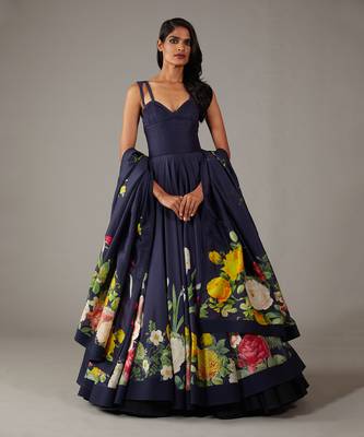 Indigo Printed anarkali set 1
