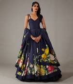 Indigo Printed anarkali set
