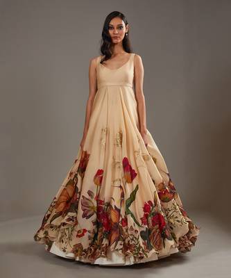 Beige Printed anarkali set 4