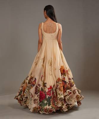 Beige Printed anarkali set 5