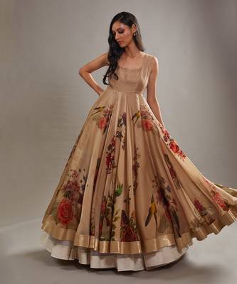 Beige anarkali set 2