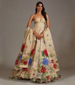 Beige Chanderi anarkali set