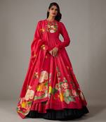 Red Printed anarkali set