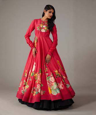 Red Printed anarkali set 2