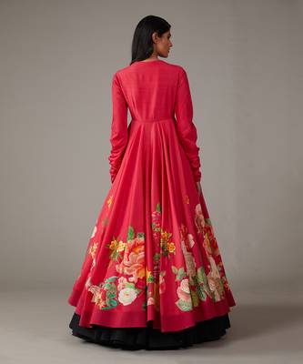 Red Printed anarkali set 3