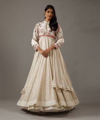 Ivory Chanderi anarkali set 1
