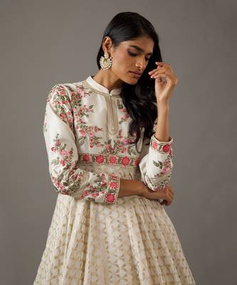 Ivory Chanderi anarkali set 2