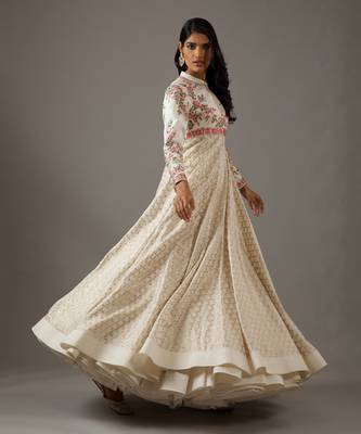 Ivory Chanderi anarkali set 4