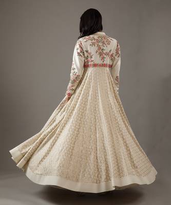 Ivory Chanderi anarkali set 5
